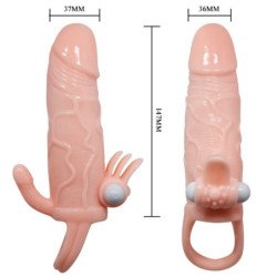 BAILE - FUNDA PARA PENE BRAVE MAN CON ESTIMULACIÓN DE CLÍTORIS Y ANAL, COLOR CARNE, 16,5 CM
