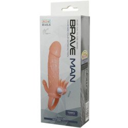BAILE - FUNDA PARA PENE BRAVE MAN CON ESTIMULACIÓN DE CLÍTORIS Y ANAL, COLOR CARNE, 16,5 CM