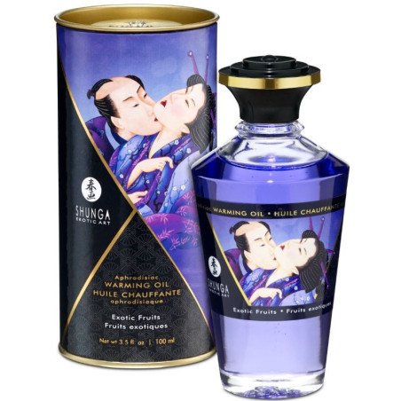 SHUNGA - ACEITE DE MASAJE CON EFECTO DE CALOR, SABOR A FRUTAS EXÓTICAS, 100 ML