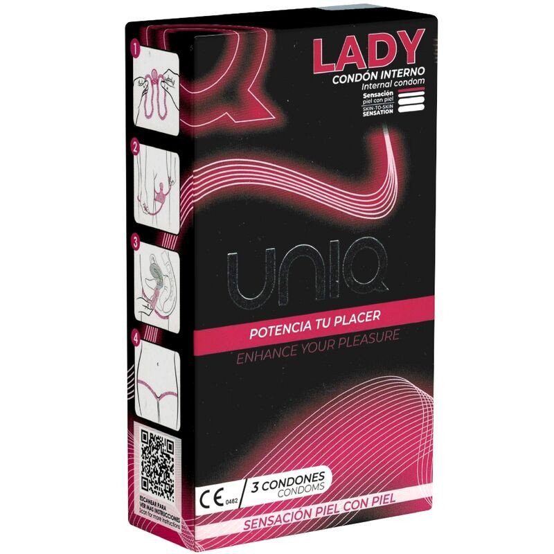 UNIQ - PRESERVATIVOS FEMENINOS SIN LÁTEX CON LIGUERO 3 UNIDADES