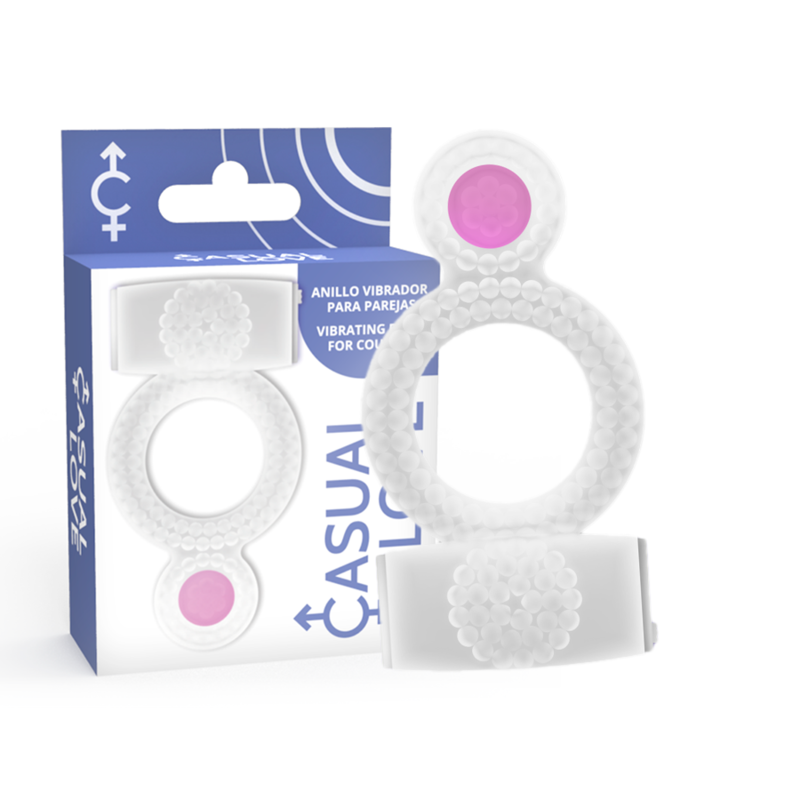 AMOR CASUAL - ANILLO VIBRADOR DOBLE PLACER TRANSPARENTE