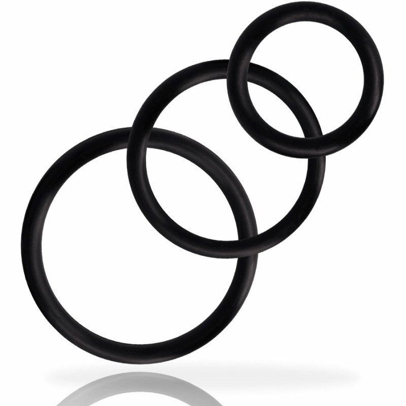 JUGUETES PARA ADICTOS - JUEGO DE ANILLOS PARA PENE NEGRO