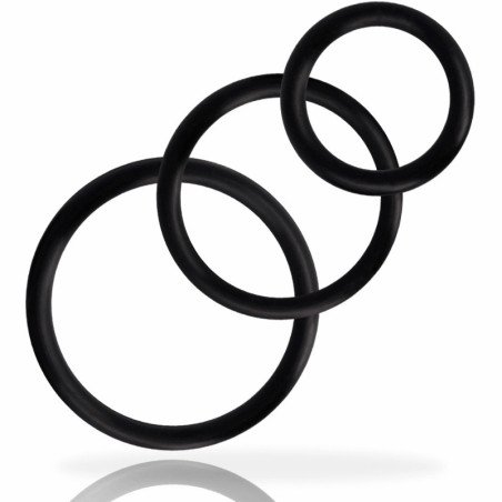 JUGUETES PARA ADICTOS - JUEGO DE ANILLOS PARA PENE NEGRO