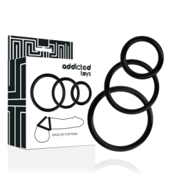JUGUETES PARA ADICTOS - JUEGO DE ANILLOS PARA PENE NEGRO