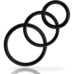 JUGUETES PARA ADICTOS - JUEGO DE ANILLOS PARA PENE NEGRO