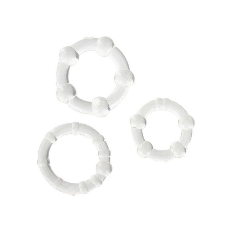 SIETE CREACIONES - CONJUNTO DE TRES ANILLOS TRANSPARENTES PARA EL PENE