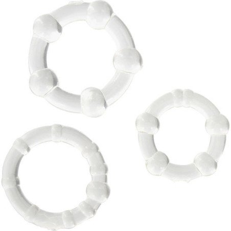 SIETE CREACIONES - CONJUNTO DE TRES ANILLOS TRANSPARENTES PARA EL PENE