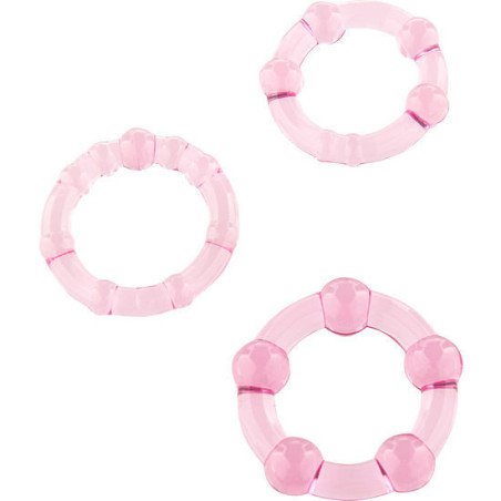 SIETE CREACIONES - CONJUNTO DE TRES ANILLOS ROSAS PARA EL PENE