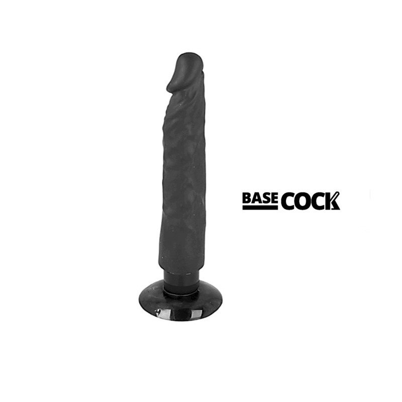 BASECOCK - VIBRADOR REALISTICO 2-1 NATURAL NEGRO 20 CM -O- 4 CM