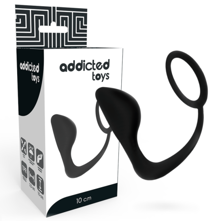 JUGUETES PARA ADICTOS - TAPÓN ANAL CON ANILLO NEGRO PARA EL PENE