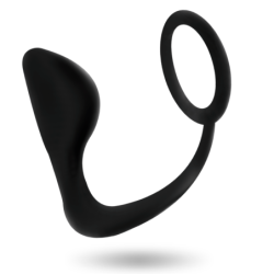 JUGUETES PARA ADICTOS - TAPÓN ANAL CON ANILLO NEGRO PARA EL PENE