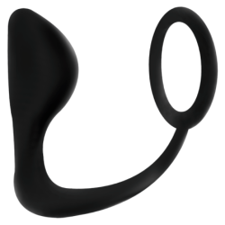 JUGUETES PARA ADICTOS - TAPÓN ANAL CON ANILLO NEGRO PARA EL PENE
