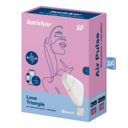 SATISFACTOR - ESTIMULADOR Y VIBRADOR DE PULSO DE AIRE CON FORMA DE TRIÁNGULO DE AMOR, BLANCO