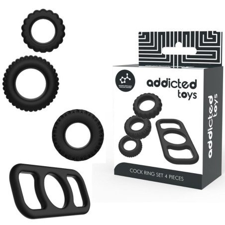 JUGUETES PARA ADICTOS - JUEGO DE ANILLOS PARA EL PENE DE 4 PIEZAS