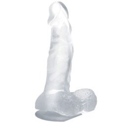 BAILE - DILDO REALISTA CON VENTOSA Y TESTÍCULOS 16,7 CM TRANSPARENTE