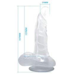 BAILE - DILDO REALISTICO CON VENTOSA Y TESTICULOS 16.7 CM TRANSPARENTE