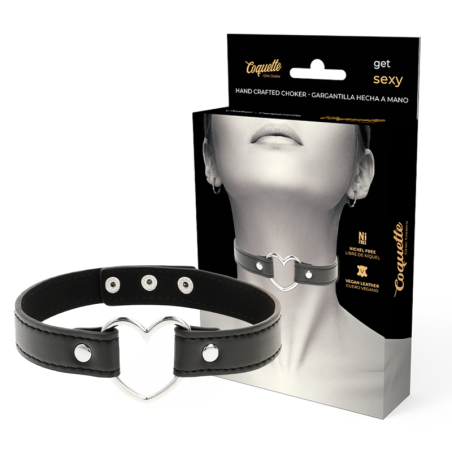 COQUETTE CHIC DESIRE - COLLAR DE CUERO VEGANO PARA MUJER CON FORMA DE CORAZÓN