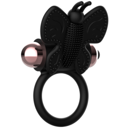 COQUETTE CHIC DESIRE - ANILLO PARA PENE CON FORMA DE MARIPOSA Y VIBRADOR NEGRO/DORADO