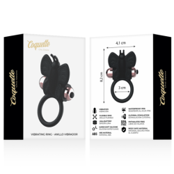 COQUETTE CHIC DESIRE - ANILLO PARA PENE CON FORMA DE MARIPOSA Y VIBRADOR NEGRO/DORADO