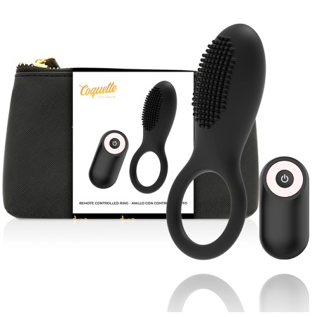 COQUETTE CHIC DESIRE - ANILLO PARA EL PENE CON CONTROL REMOTO RECARGABLE NEGRO/DORADO