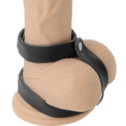 OSCURIDAD - ANILLO AJUSTABLE DE CUERO PARA PENE Y TESTÍCULOS