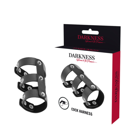OSCURIDAD - ANILLO DOBLE DE CUERO AJUSTABLE PARA PENE Y TESTÍCULOS