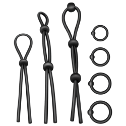 JUGUETES PARA ADICTOS - JUEGO DE 7 ANILLOS PARA EL PENE DE SILICONA FLEXIBLE