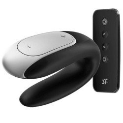 SATISFACTOR - VIBRADOR DOBLE PARA PAREJA NEGRO