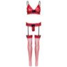 LEG AVENUE - SET TRES PIEZAS DE ENCAJES TALLA UNICA - ROJO