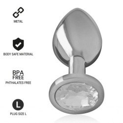 INTENSO - TAPÓN ANAL DE METAL DE ALUMINIO CON CRISTAL DE PLATA TALLA L
