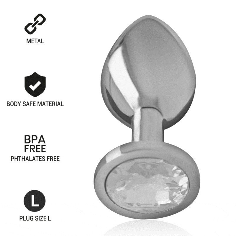 INTENSO - TAPÓN ANAL DE METAL DE ALUMINIO CON CRISTAL DE PLATA TALLA L