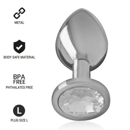INTENSO - TAPÓN ANAL DE METAL DE ALUMINIO CON CRISTAL DE PLATA TALLA L
