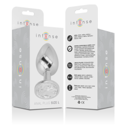 INTENSO - TAPÓN ANAL DE METAL DE ALUMINIO CON CRISTAL DE PLATA TALLA L