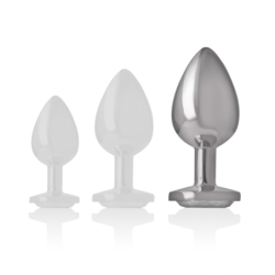 INTENSO - TAPÓN ANAL DE METAL DE ALUMINIO CON CRISTAL DE PLATA TALLA L