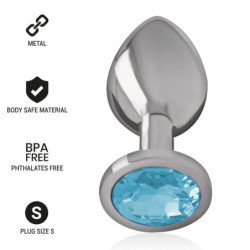 INTENSE - PLUG ANAL METAL ALUMINIO CON CRISTAL AZUL TALLA S