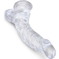 KING COCK - CLEAR PENE REALISTICO CURVADO CON TESTICULOS 16.5 CM TRANSPARENTE