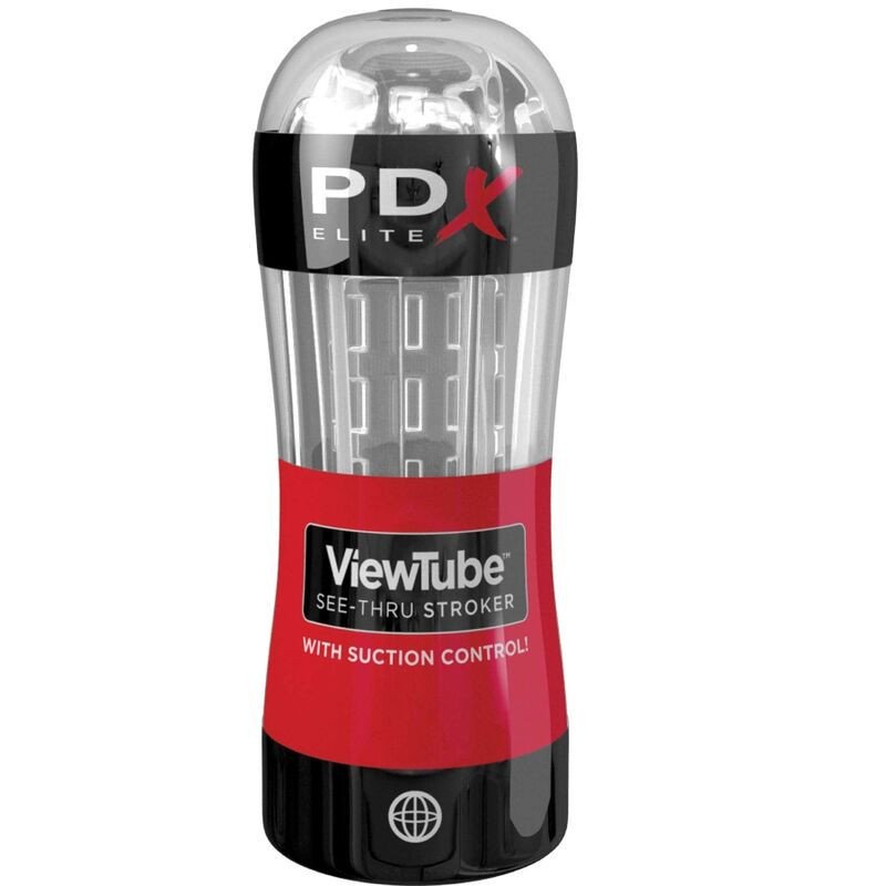 PDX ELITE - MASTURBADOR STROKER CON TUBO DE CONTROL Y SUCCIÓN TRANSPARENTE
