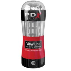 PDX ELITE - MASTURBADOR STROKER CON TUBO DE CONTROL Y SUCCIÓN TRANSPARENTE