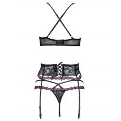 LIVCO CORSETTI FASHION - SNEHANA LC 90443 SUJETADOR + LIGUERO + PANTY NEGRO L/XL