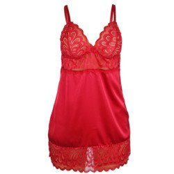 SUBBLIME - BABYDOLL DE SATÉN CON ENCAJE ROJO S/M