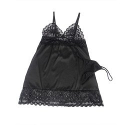 SUBBLIME - BABYDOLL CON ESTAMPADO FLORAL EN EL PECHO, NEGRO, TALLA L/XL