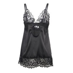 SUBBLIME - BABYDOLL CON ESTAMPADO FLORAL EN EL PECHO, NEGRO, TALLA L/XL