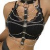 SUBBLIME - ARNÉS DE PECHO CON CADENAS DE CUERO NEGRO TALLA ÚNICA