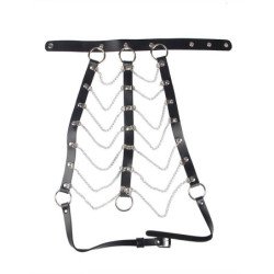 SUBBLIME - ARNÉS DE PECHO CON CADENAS DE CUERO NEGRO TALLA ÚNICA
