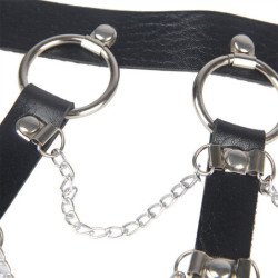 SUBBLIME - ARNÉS DE PECHO CON CADENAS DE CUERO NEGRO TALLA ÚNICA