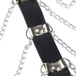 SUBBLIME - ARNÉS DE PECHO CON CADENAS DE CUERO NEGRO TALLA ÚNICA