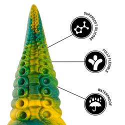 ÉPICO - DILDO DE TENTÁCULOS VERDES CETUS TAMAÑO PEQUEÑO