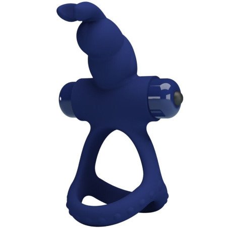 PRETTY LOVE - ANILLO VIBRATORIO DOBLE LUCHITO AZUL CONEJO