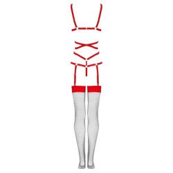 LIVCO CORSETTI FASHION - THIARA LC 20213 SET BODY + MEDIAS ROJA S/M