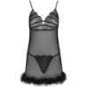 LIVCO CORSETTI FASHION - ZERUNAM SET BABYDOLL + TANGA NEGRO L/XL